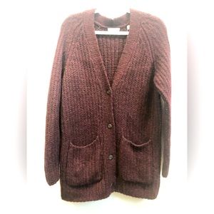 Vince alpaca heavy cardigan sweater, plum/brown, NWT